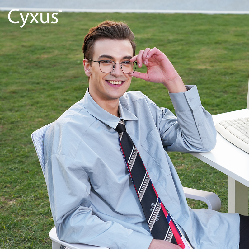 cyxus眉线框眼镜架超轻钛质