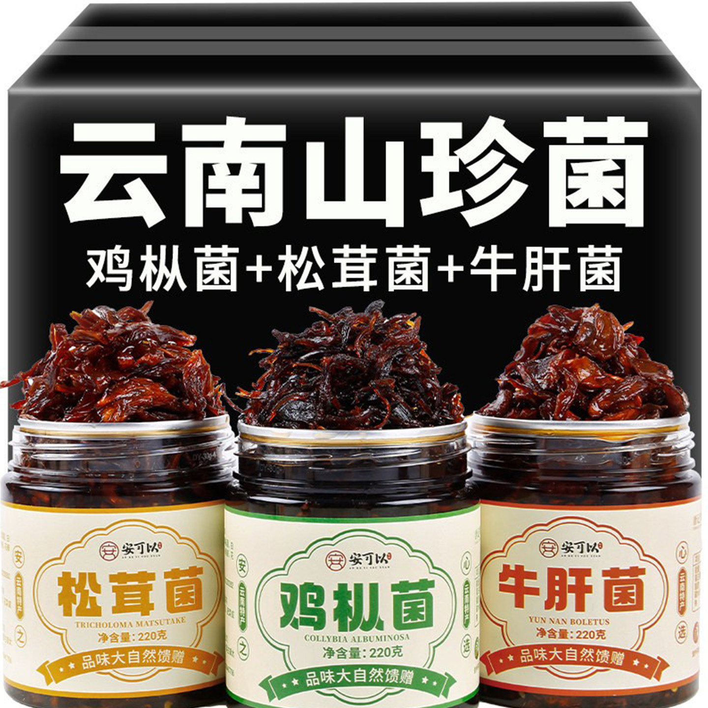 云南特产油鸡枞菌松茸菌牛肝菌即食香辣小吃香菇酱下饭菜整箱批发