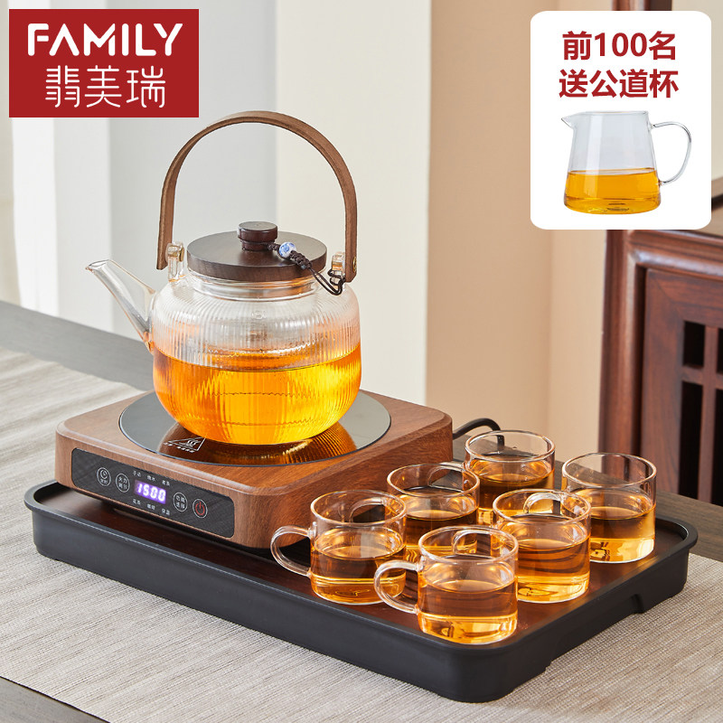 电陶炉煮茶壶2025新款蒸煮双胆提梁壶耐高温玻璃烧水壶煮茶器套装