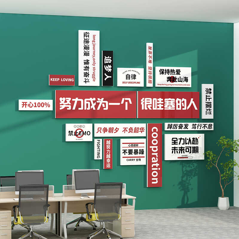 班級(jí)氛圍布置教室裝飾神器態(tài)度勵(lì)志墻貼3d立體企業(yè)文化墻貼紙激勵(lì)
