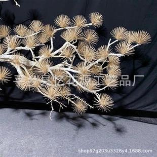 大型迎客松雪松马尾松会所商场装 饰树摆件松树实木雕刻树木头手工