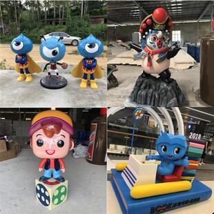 玻璃钢卡通雕塑定制商场店铺美陈动漫IP吉祥物树脂工艺品大型摆件