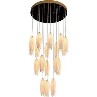 璞艺复式 楼楼梯吊灯现代简约中空跃层客厅吊灯创意郁金香陶瓷灯具