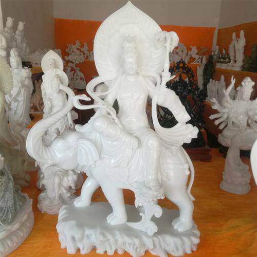 四川汉白玉石雕观音佛像三大仕玉观音文殊普贤菩萨石雕观音摆件