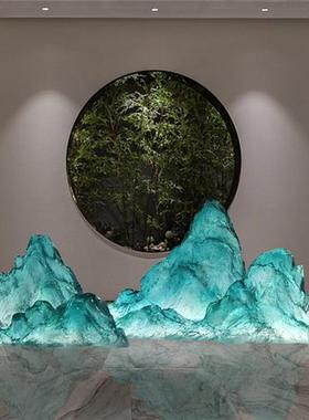 透明树脂假山摆件售楼处酒店样板间山形雕塑玄关桌面装饰园林景观