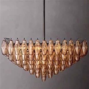 吊灯美式 简约现代轻奢港风别墅客餐厅卧室水晶玻璃吊灯