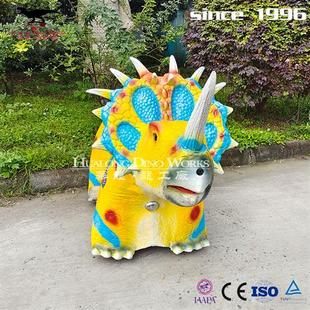 圣诞节商场广场亲子坐骑仿真恐龙电动跑跑车玩具三角龙模型小车.