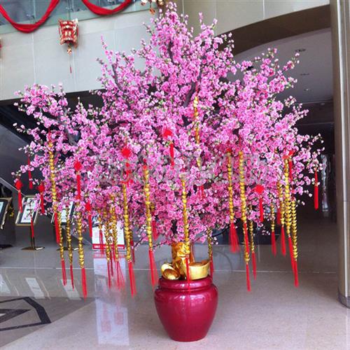 桃花树樱花树室内假树花藤桃花枝树婚庆布景花树
