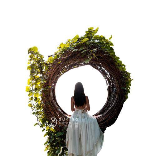 网红巴厘岛鸟巢景区婚纱拍照创意秋千两用鸟巢吊椅民宿藤编织吊篮