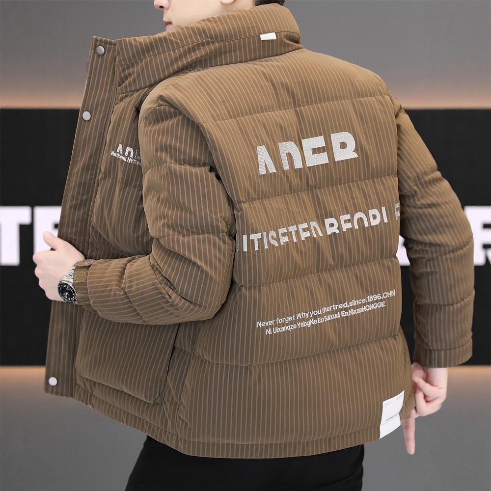 条纹立领羽绒服2025年新款