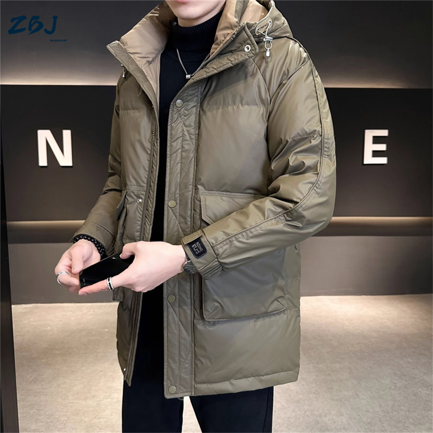 中长款羽绒服男冬季新款连帽休闲