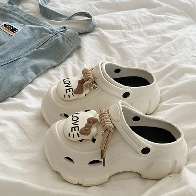 可爱儿童eva洞洞鞋女款2025新款夏外穿厚底增高防滑防臭包头拖鞋