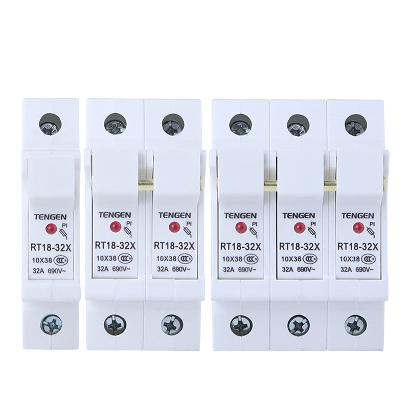 RT18-32X/63/125A熔断器底座10X38MOM陶瓷保险丝座导轨式带灯
