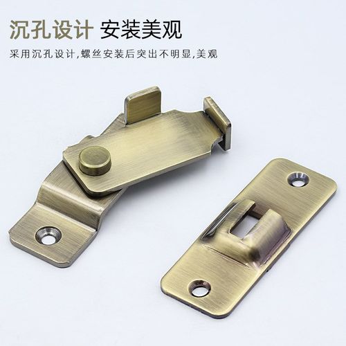 304不锈钢90度门n扣 老式移门锁扣简易门锁搭扣插销锁门栓黑色门