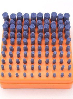 蓝色火石仔3mm柄套n装FY圆柱形桃尖陶瓷砂轮磨头100支盒装电磨头