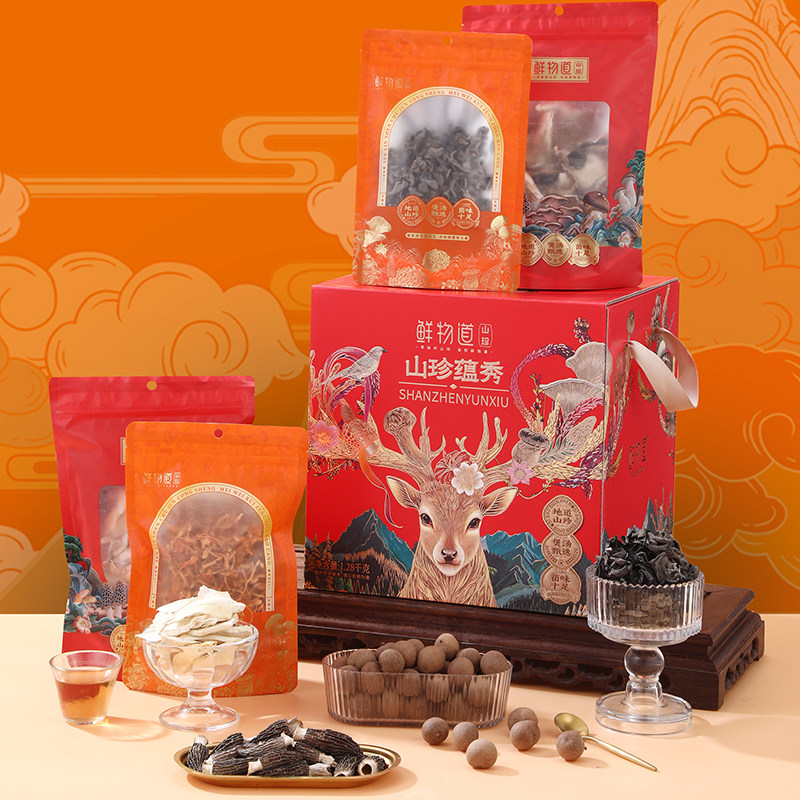 鲜物道菌菇山珍干货礼盒春节拜年年货礼品送客户长辈—山珍蕴秀,粮油调味/速食/干货/烘焙,干货组合/料包/汤包/干货礼盒,淘宝优惠券,粉丝福利购,淘宝优惠卷