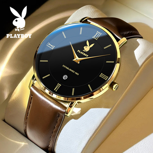 石英男表电子超薄学生简约品牌防水腕表 新款 花花公子男士 手表正品