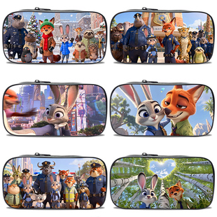 Zootopia疯狂动物城朱迪尼克精美卡通笔袋帆布文具袋大容量小学生初中生男女孩文具盒多功能学生笔盒防水耐脏