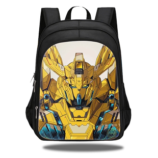 机甲战士帆布多功能书包高级感机器人多层大容量大学变形金刚高中生背包初中生小学生男女款流行收纳双肩包