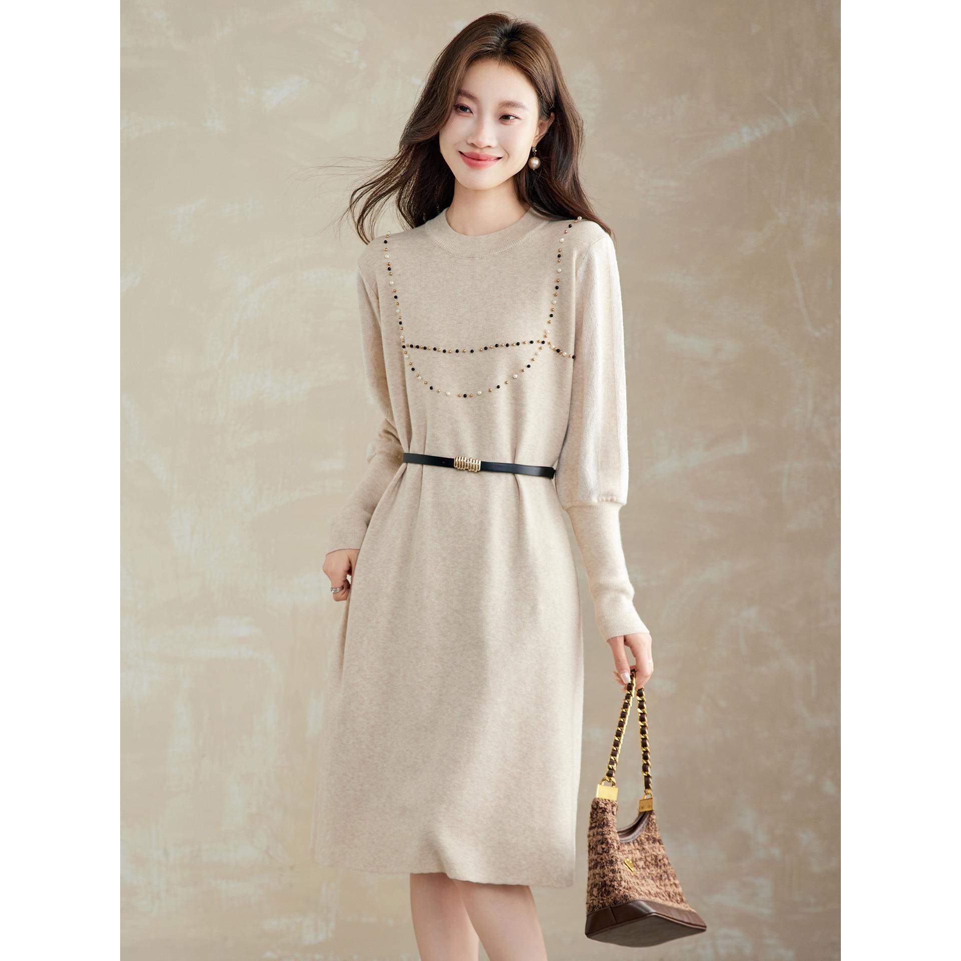 JOYIASS法式巨好看针织连衣裙女秋冬2025新款配大衣内搭打底裙中