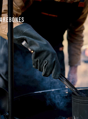 BAREBONES美国北邦户外烹饪耐高温防护手套烧烤牛皮防火隔热手套