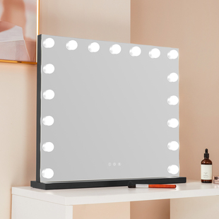 专业定制化妆镜子带灯泡梳妆台式桌面led大可直播美容院美妆影楼