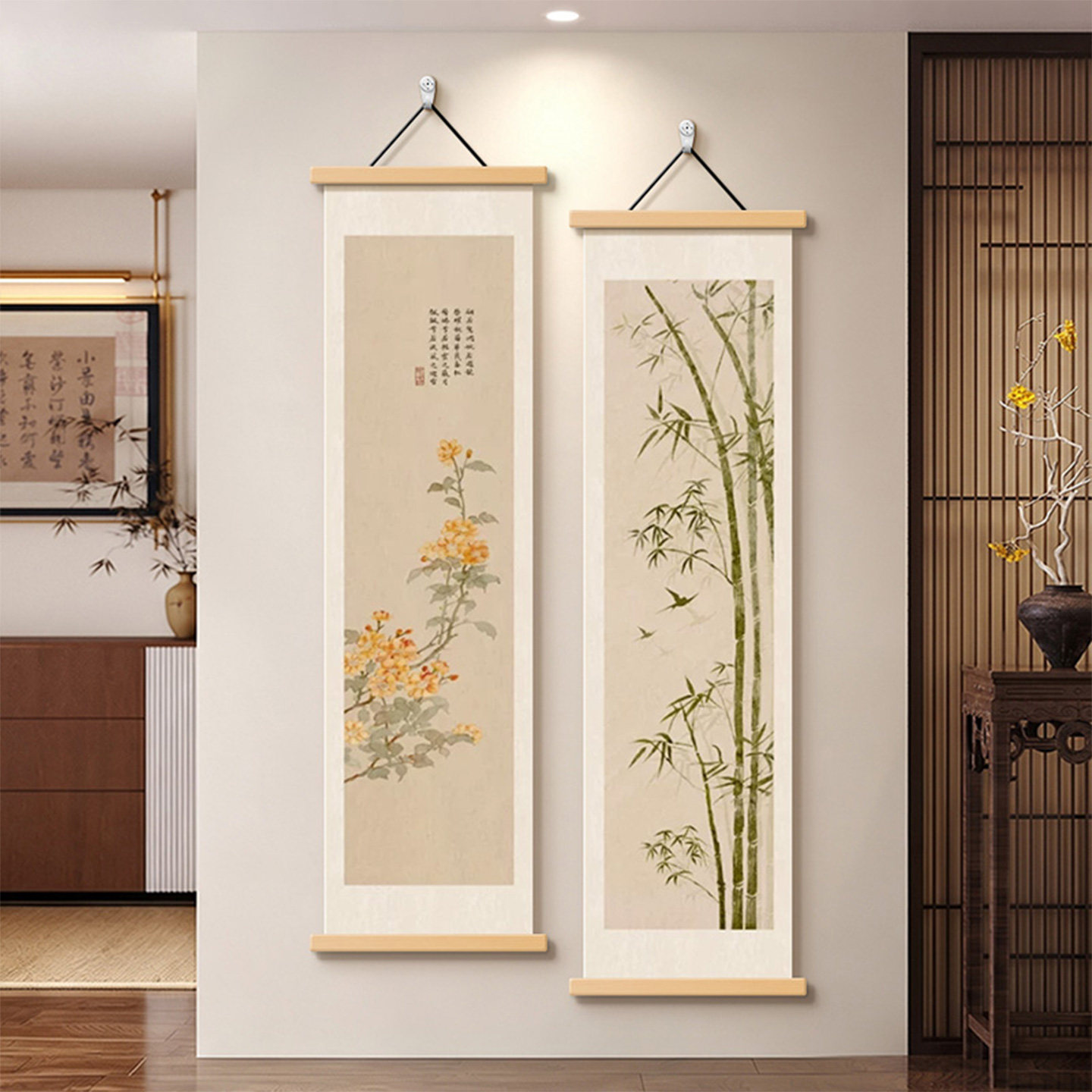 春华灼灼竹子玄关过道装饰画