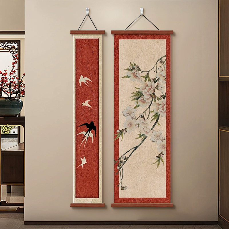 新中式花鸟燕归来玄关挂画图片