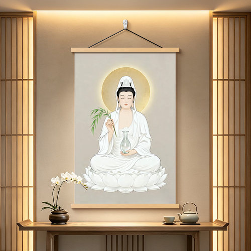 观音菩萨画像玄关过道观音像壁画