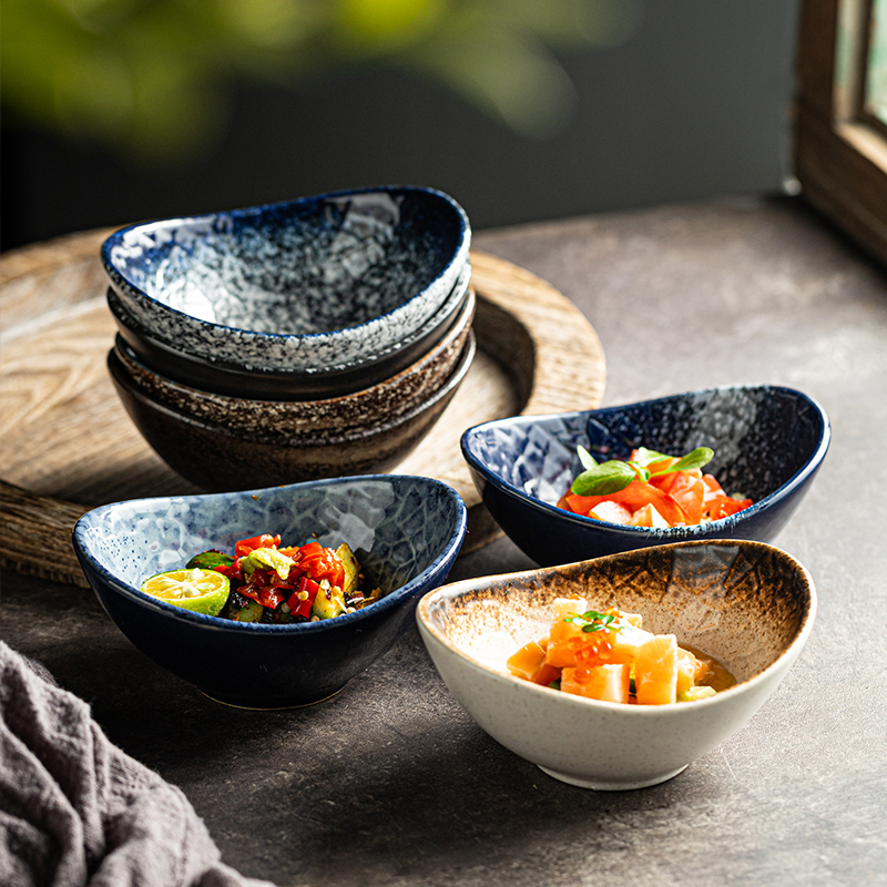 元宝碗商用陶瓷餐具碗碟 创意小碗调料碗蘸料碗小吃配菜碗高级感