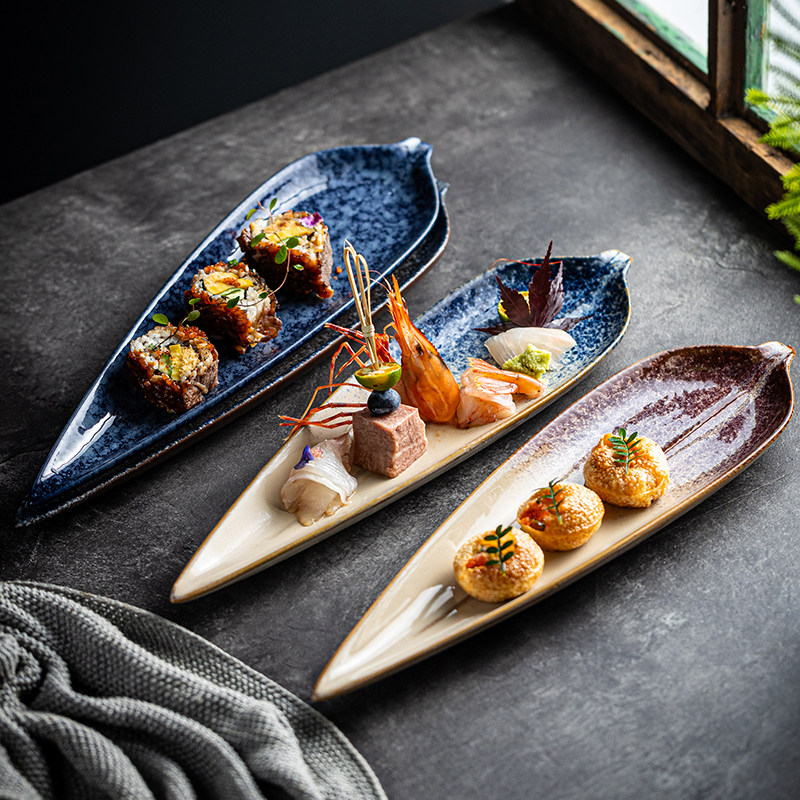 竹叶盘好看的盘子日式寿司盘刺身盘料理餐厅展示盘摆台摆盘餐具