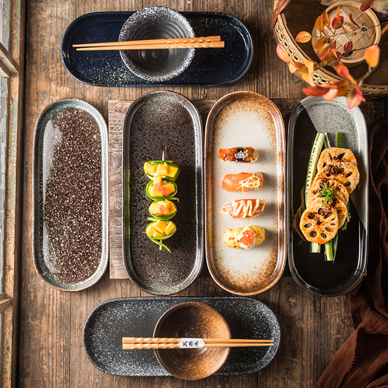 日式陶瓷长条鱼盘家用蒸鱼盘子