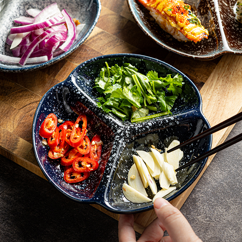 复古简约陶瓷分格盘多用途平盘前菜盘分餐盘子商用专用展示盘大号