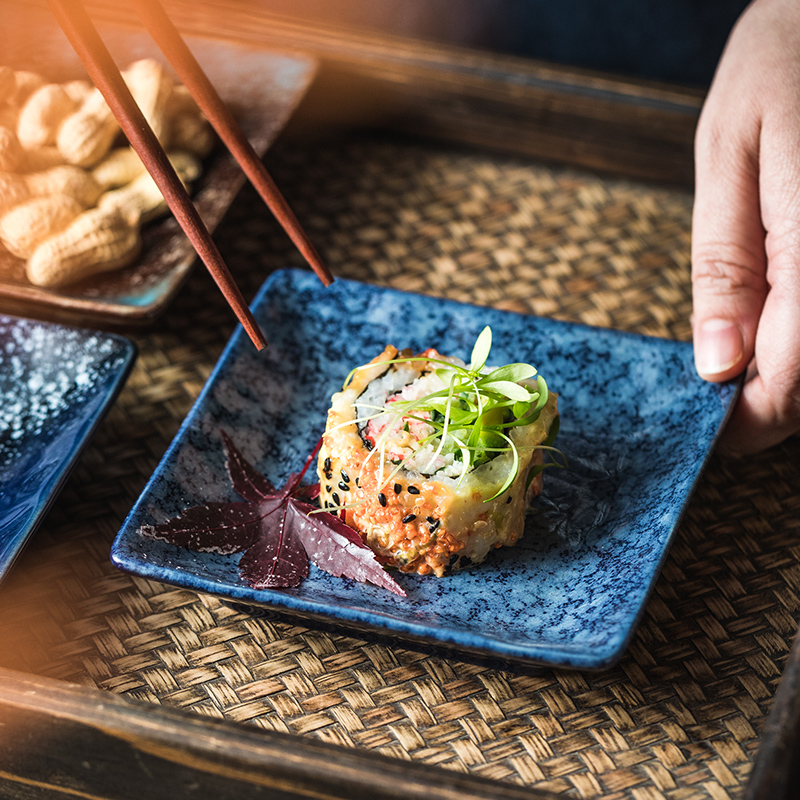 日式正方碟寿司碟盘 餐厅下午茶高级感平碟点心碟零食碟甜点碟子