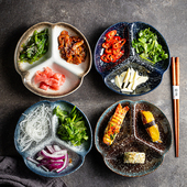 家用一人食餐盘日式 分格盘子陶瓷分餐盘减肥创意分格减脂餐盘