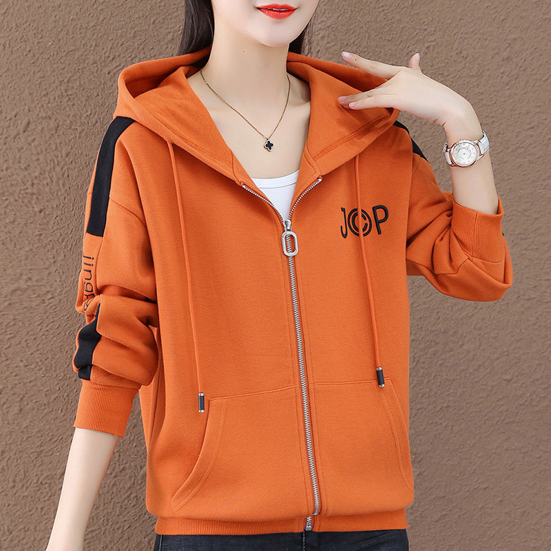 JOYIASS拉链开衫连帽卫衣女秋薄款2025年新款秋季宽松上衣拼接撞