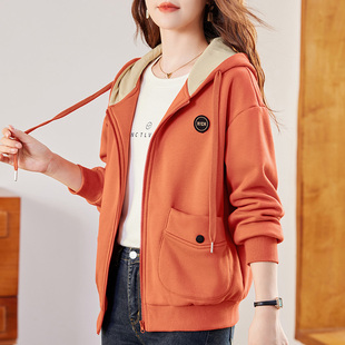 JOYIASS冬季加绒加厚开衫拉链卫衣女2025秋冬新款超厚保暖酒红色