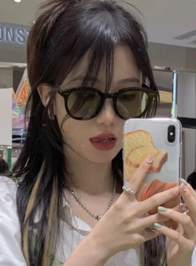 网红同款偏光夏季gm墨镜女果冻色茶黄色太阳镜小框眼镜街拍变色镜