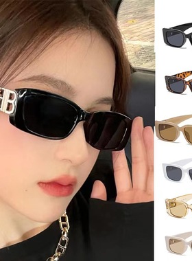 ins新款欧美风复古墨镜女简约方形蹦迪眼镜潮小脸辣妹网红太阳镜