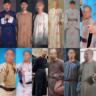 晚清朝影视古装长衫长袍武侠侠客镖局伙计功夫家丁佣人棉麻演出服