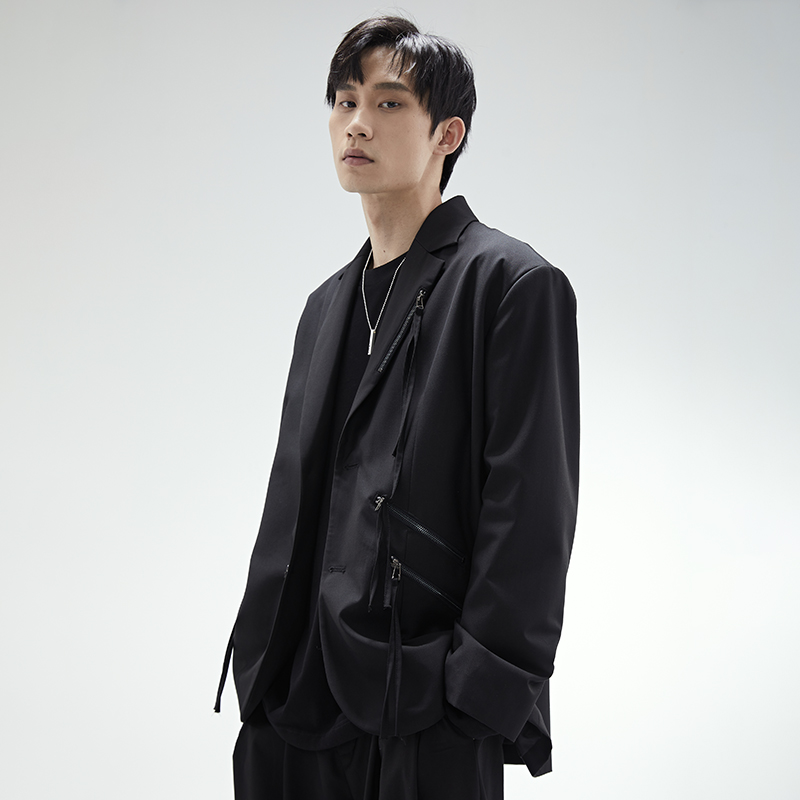dimc刘宇刘畅同款拉链黑色西服