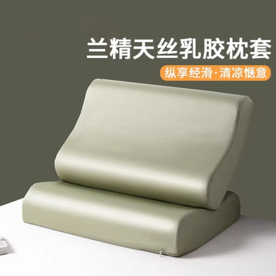 夏季兰精天丝乳胶枕套一对装40x60冰丝枕头套橡胶记忆枕30x50