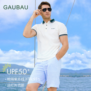 GAUBAU/戈宝红麻夏新款高尔夫防紫外线golf衣服男短袖polo衫上衣