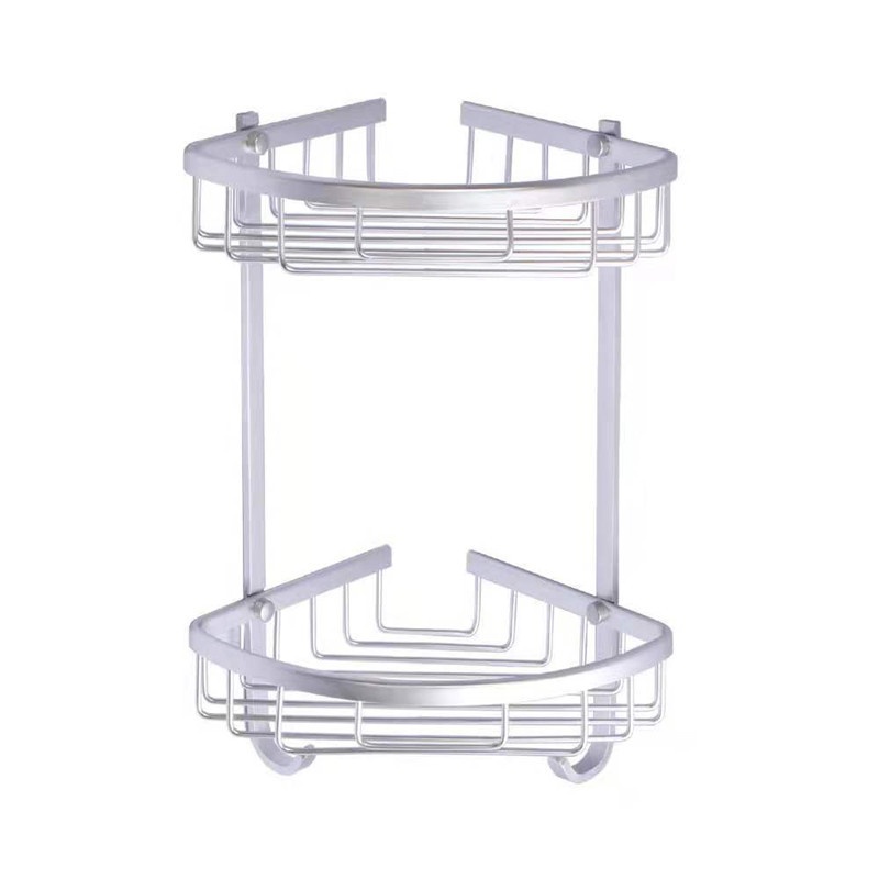 三角置物架免打孔太空铝卫生间转角架家用浴室网篮角架转角收纳