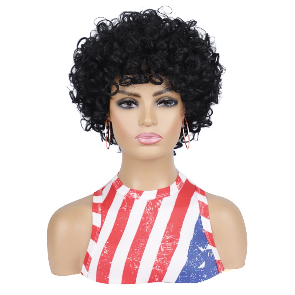 非洲假发头套女 短发头套 弹簧卷蓬松短款假发头套