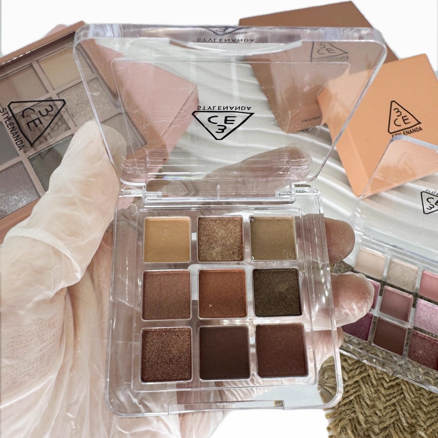 3ce眼影盘小样九宫格overtake大地色芋泥盘哑光深橘棕盘免费试用