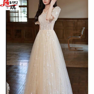 声乐艺考晚礼服女宴会高端气质轻奢音乐生高中生成人礼年会连衣裙