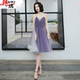 气质晚礼服女仙气梦幻紫色宴会名媛小个子短款 吊带连衣裙 学生洋装