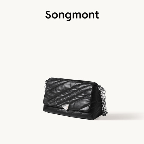 Songmont山下有松滩时系列邮差包单肩斜挎手提头层牛皮链条小方包