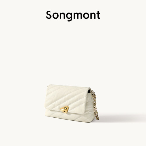 Songmont山下有松滩时系列邮差包单肩斜挎手提头层牛皮链条小方包